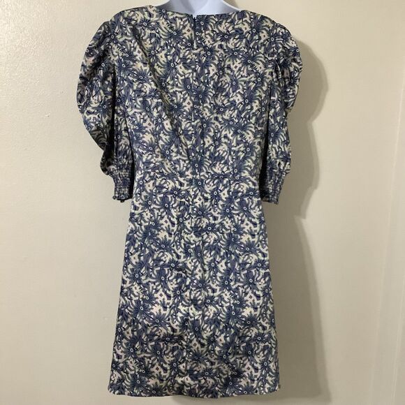 Cinq a Sept Lucinda Puff Sleeve Ruffle Faux Wrap Dress Sz 8 Coastal Resort - Picture 4 of 8